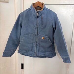 Carhartt Blue Hooded Sherpa-Lined Puffer Jacket